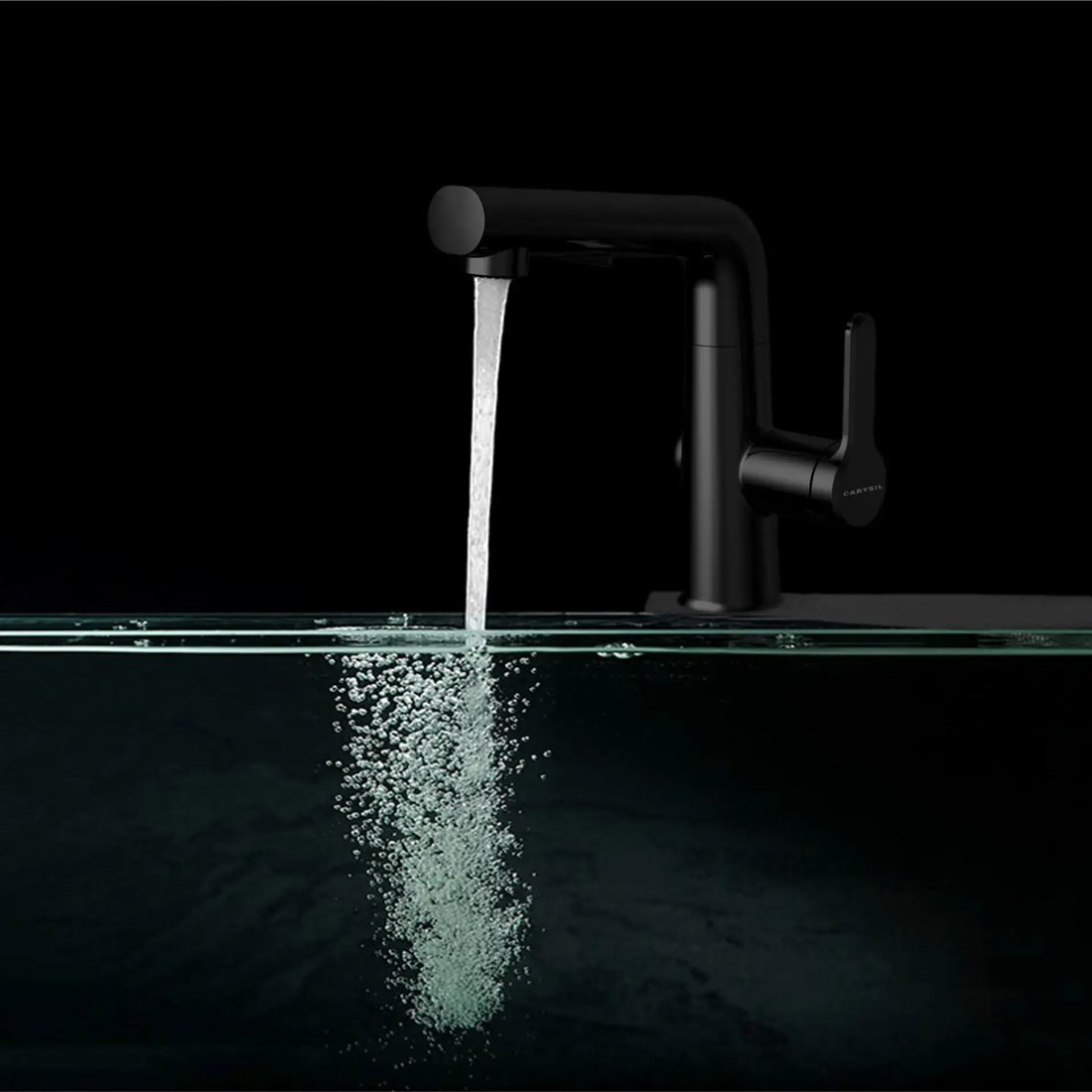 Carysil ALPHA03 Modern Single-Handle Kitchen Sink Faucet, Matte Black