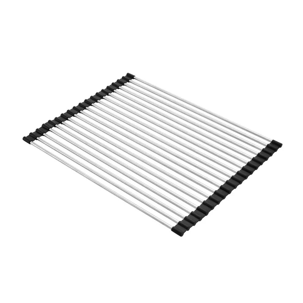 Carysil Fold Mat Roll Up Dish Drying Rack for Kitchen Sink, Multipurpose Stainless Steel Drainer, Heat Resistant, Anti-Slip, Anti-Rust, Space-Saving Drying Foldable Mat, 38.6×2.6×1.4 cm