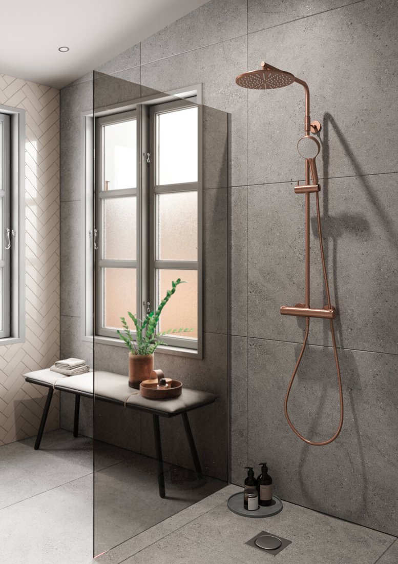 Basin waste, always open brushed copper