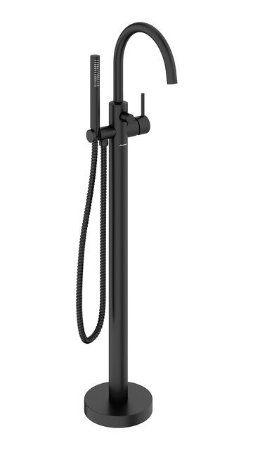 Freestanding bath mixer matt black
