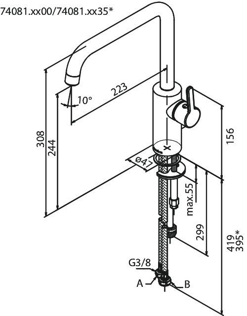 Kitchen Mixer with Dishwasher Shut off valve steel