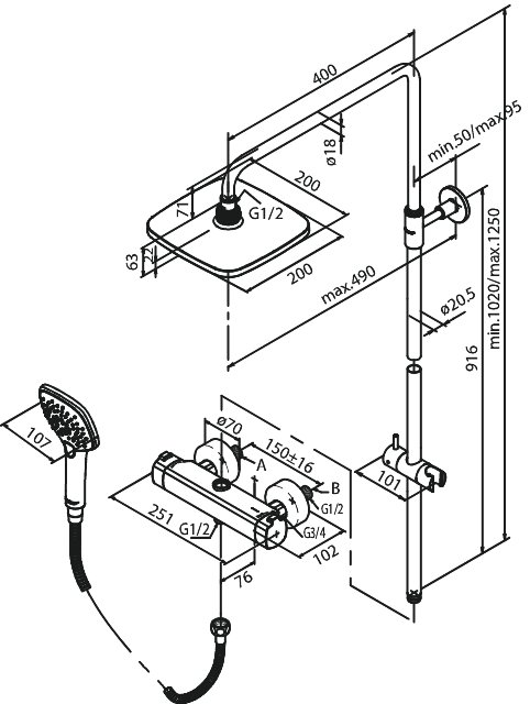 Shower System matt black