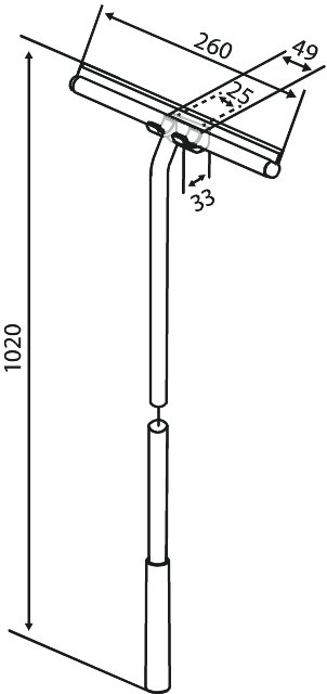 Shower wiper with bracket and long handle (1020 mm) steel
