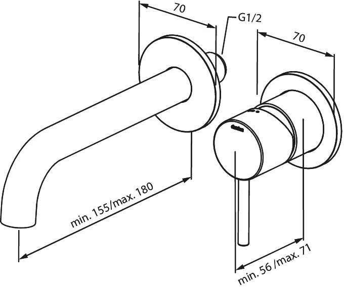Silhouet Exposed kit for built in Basin Mixer Box (180 mm) chrome
