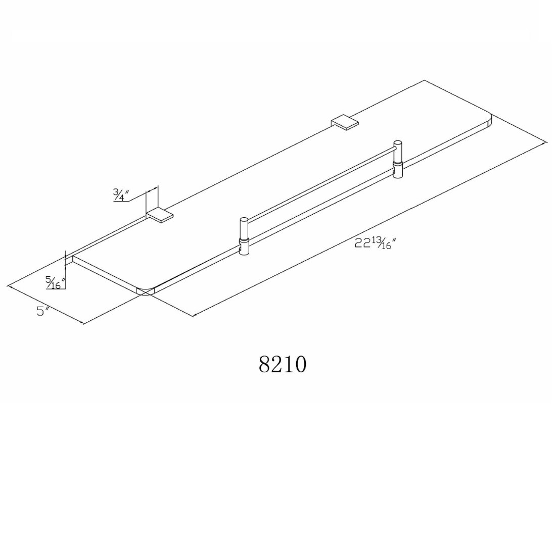 8210S Satin Nickel Bathroom Glass Shelf