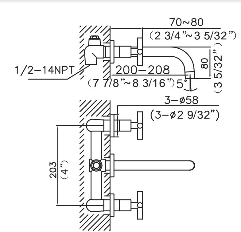 AB03 1035C Wall mount faucet