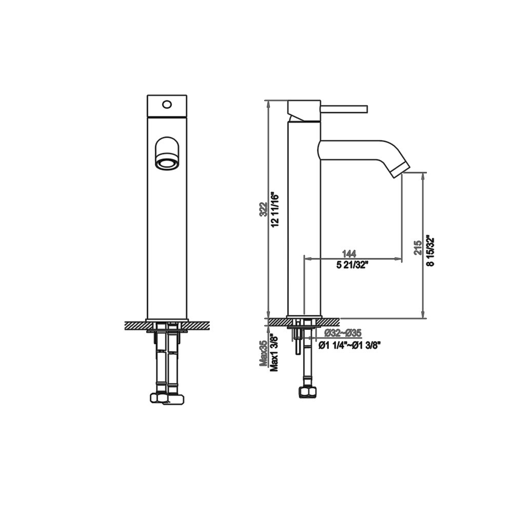AB37 1023BN Lavatory Tall Faucet