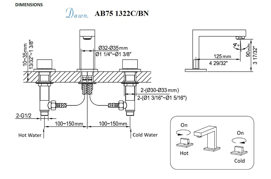 AB75 1322C Widespread Lavatory Faucet