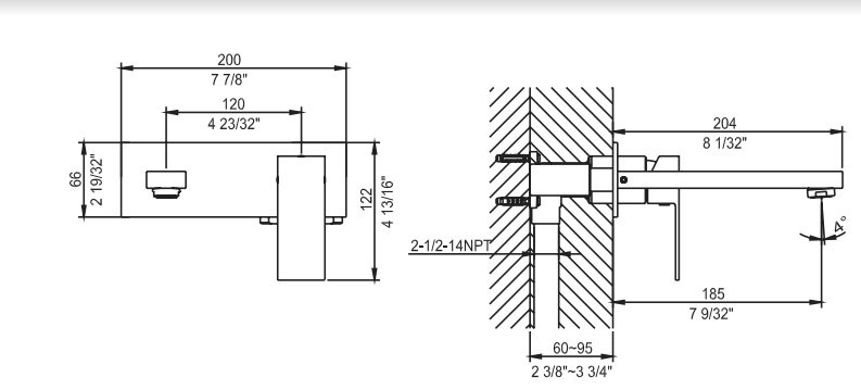 AB75 1368C Wall Mount Lavatory Faucet