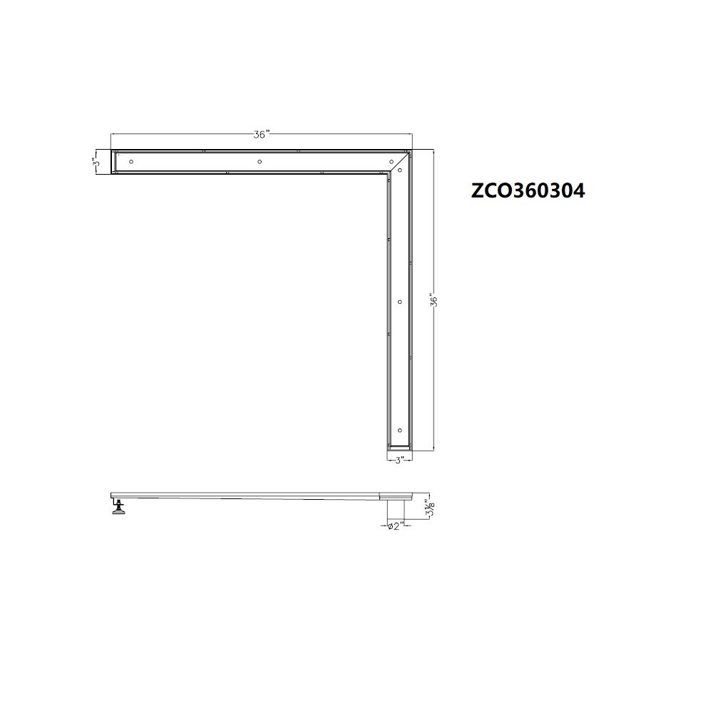 Colorado River Series Tile Insert Corner Drain ZCO360304