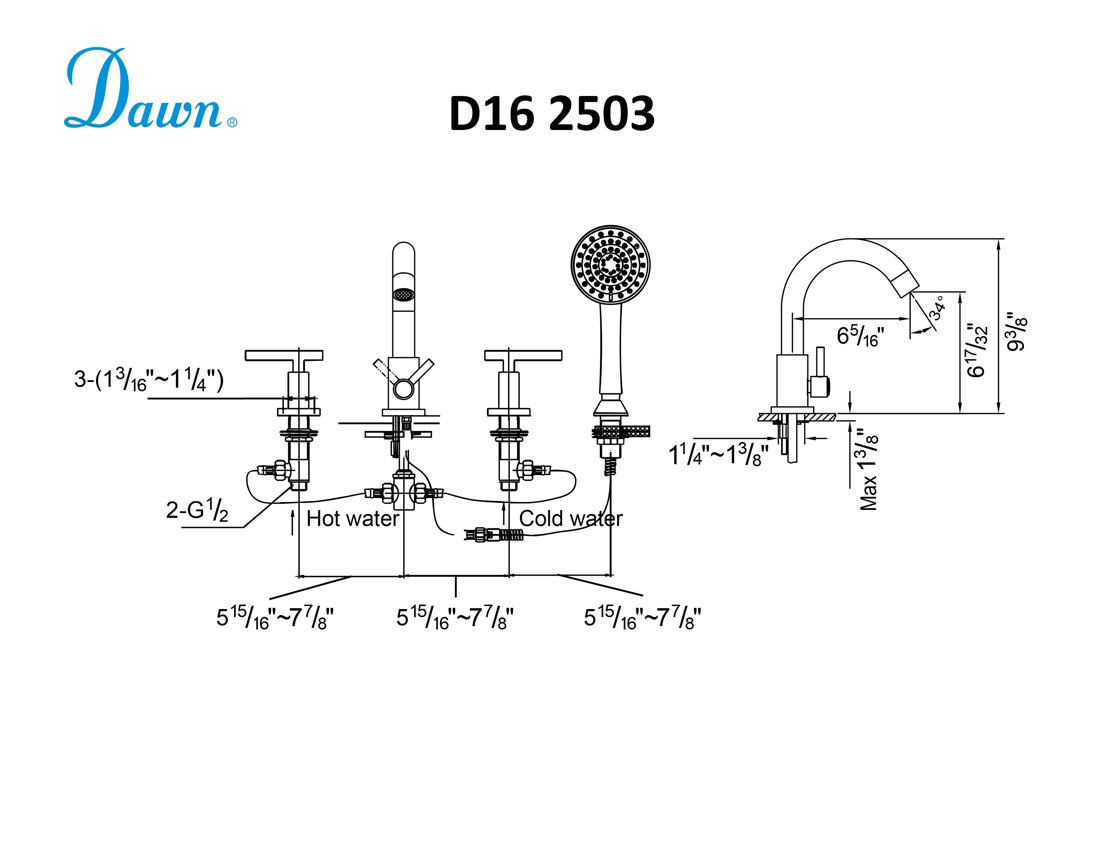 D16 2503BN Tub Filler