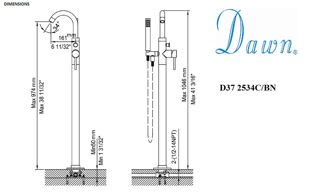 D37 2534C Freestanding Tub Filler