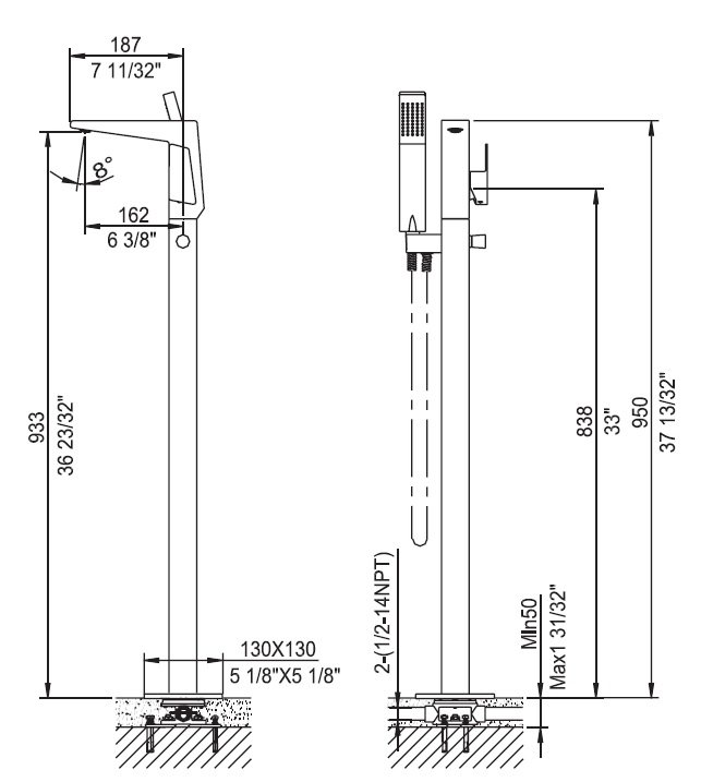 D41 2475C Freestanding Tub Filler