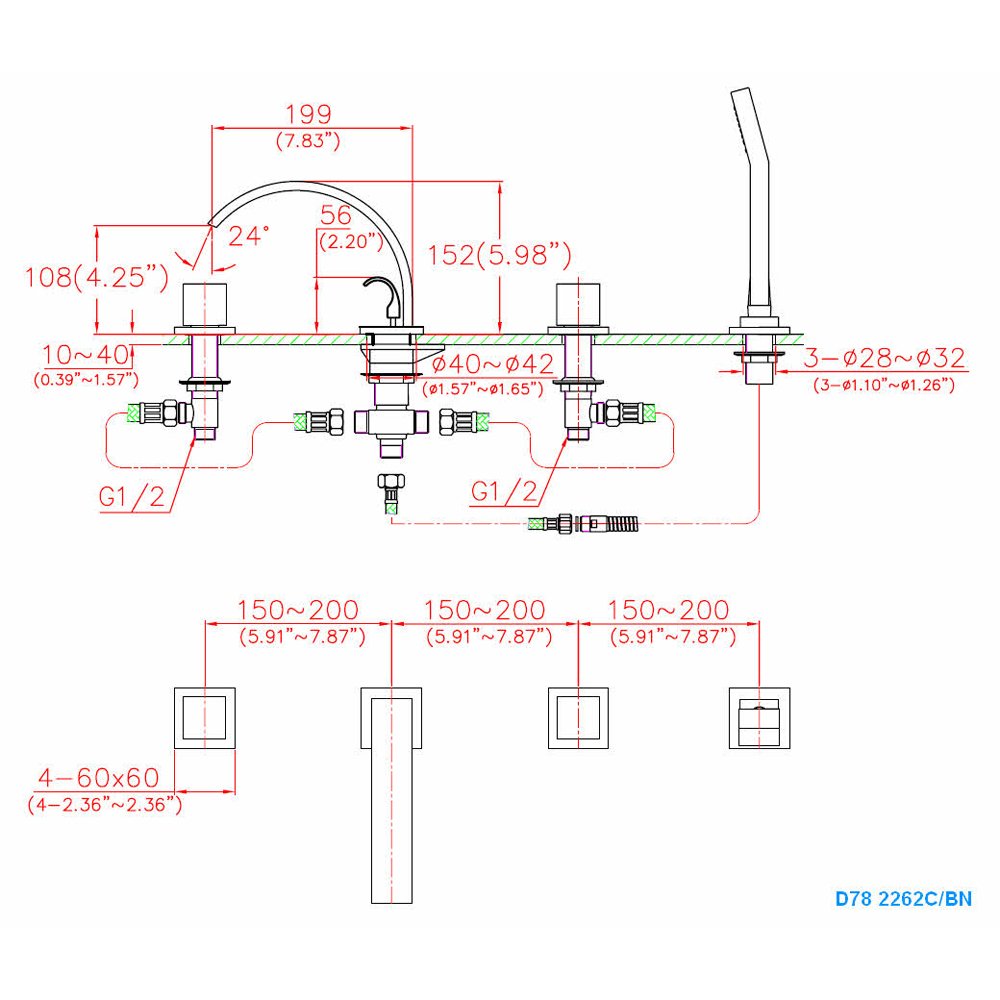 D78 2262C Tub Filler