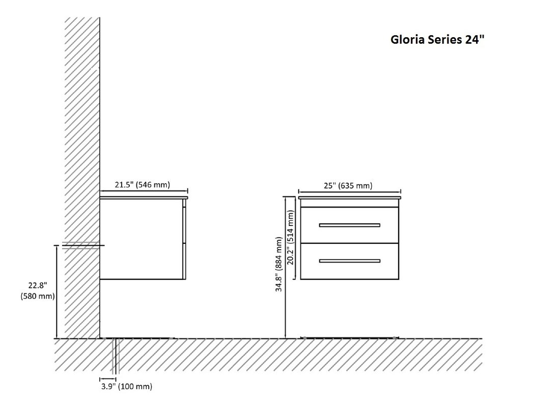 Gloria Series 24" Vanity Set AAGL-2403 (Cabinet AMGWC242134, Top AMGWT242134)