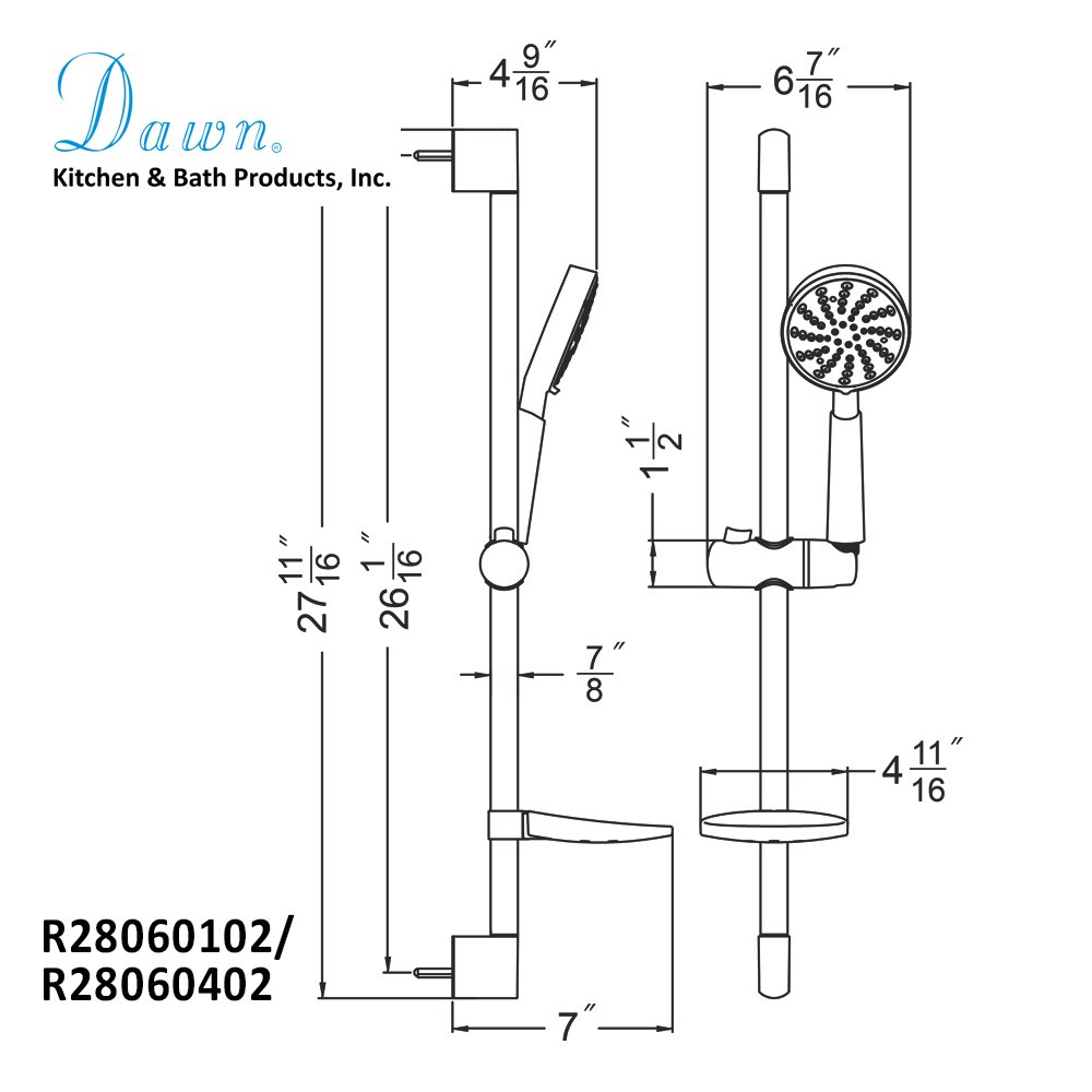 R28060402 Handheld Shower with Slide Bar