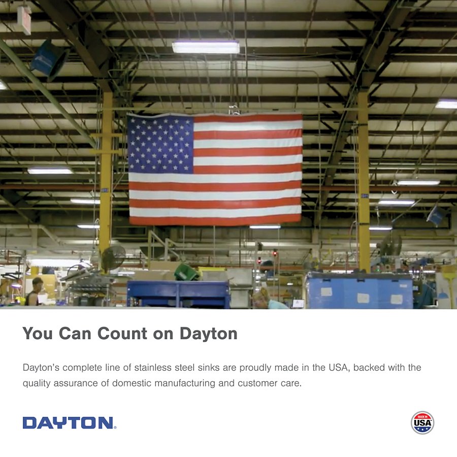 Dayton® Stainless Steel 30-1/2" x 18-1/4" x 8" Single Bowl Undermount Sink