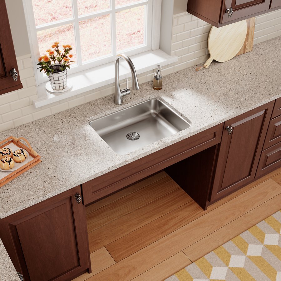 Lustertone® Classic Stainless Steel 23-1/2" x 18-1/4" x 5-3/8" Single Bowl Undermount ADA Sink w/Perfect Drain®