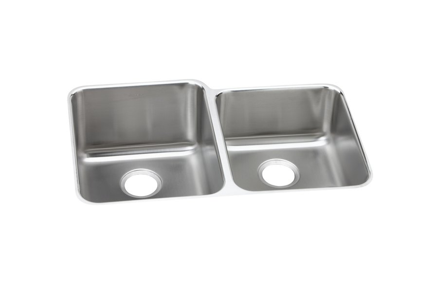 Lustertone® Classic Stainless Steel, 31-1/4" x 20-1/2" x 4-3/8" Offset Double Bowl Undermount ADA Sink