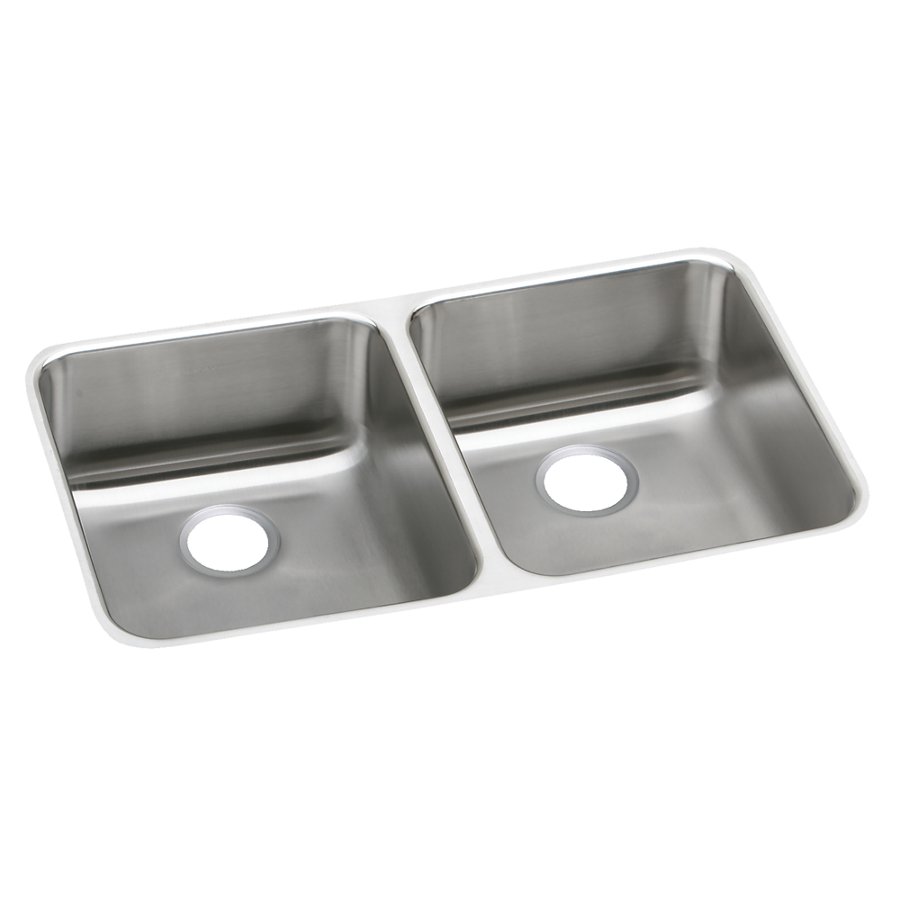 Lustertone® Classic Stainless Steel 31-3/4" x 16-1/2" x 4-3/8" Equal Double Bowl Undermount ADA Sink