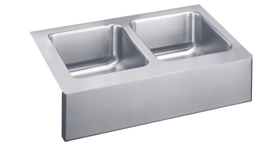 Lustertone® Classic Stainless Steel 33" x 20-1/2" x 10" Equal Double Bowl Farmhouse Sink Kit