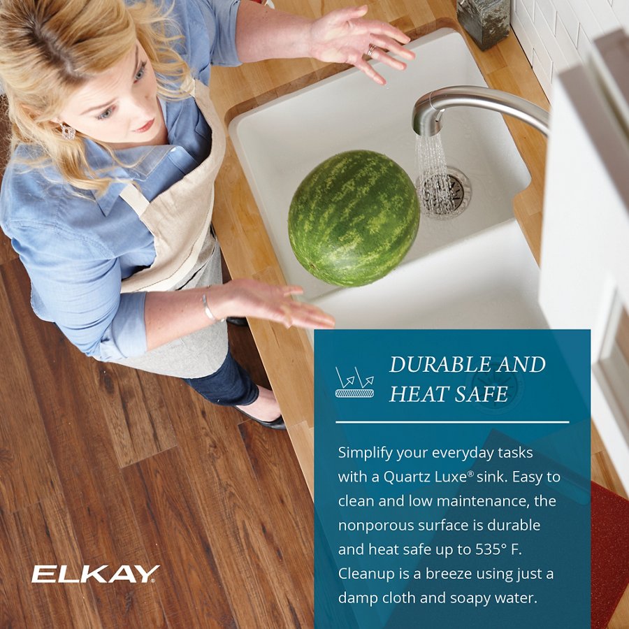 Quartz Luxe® 33" x 22" x 9-1/2" Equal Double Bowl Drop-in Sink