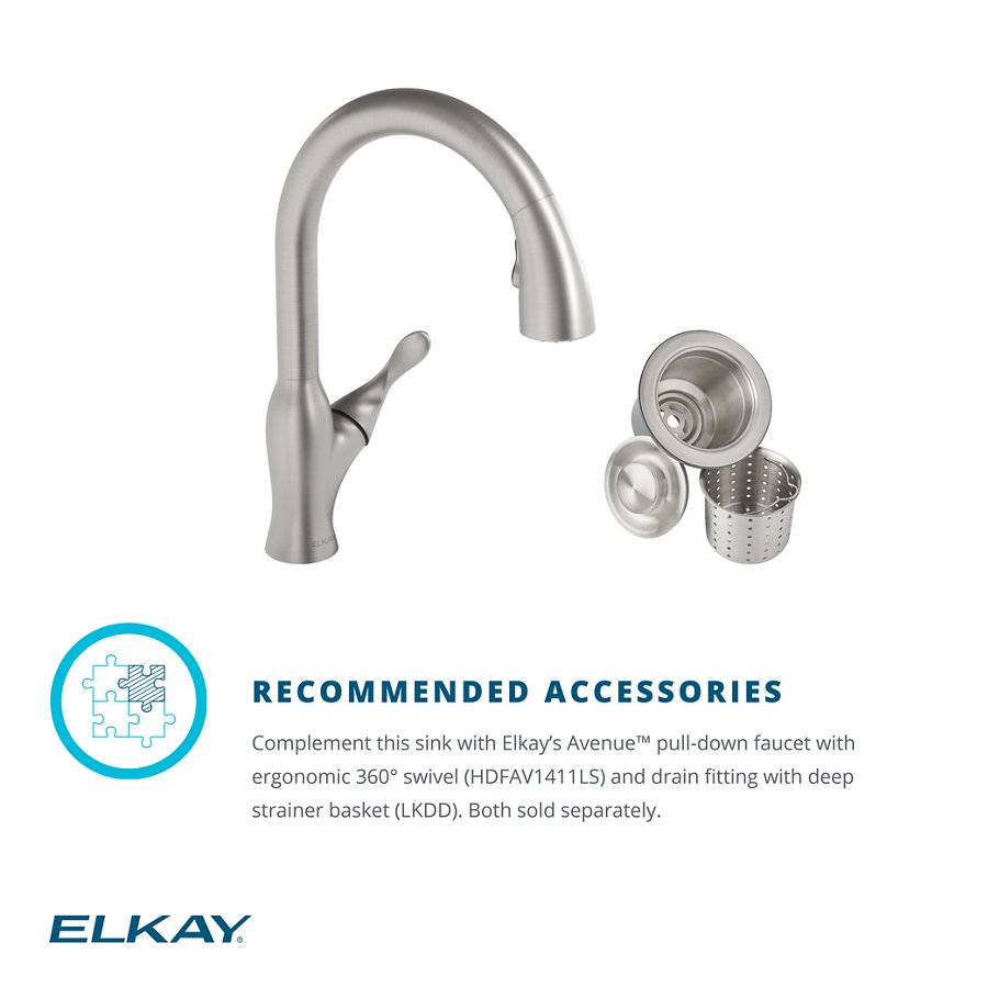 Avenue™ Stainless Steel 33" x 22" x 9" 1-Hole Double Bowl Dual Mount Sink Kit