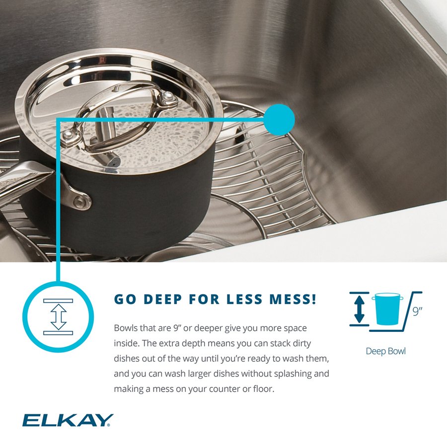 Pergola™ Stainless Steel 33" x 22" x 9" 1-Hole Single Bowl Drop-in Sink