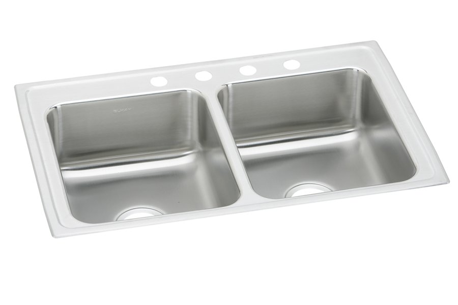 Lustertone® Classic Stainless Steel 29" x 18" x 6-1/2" Equal Double Bowl Drop-in ADA Sink