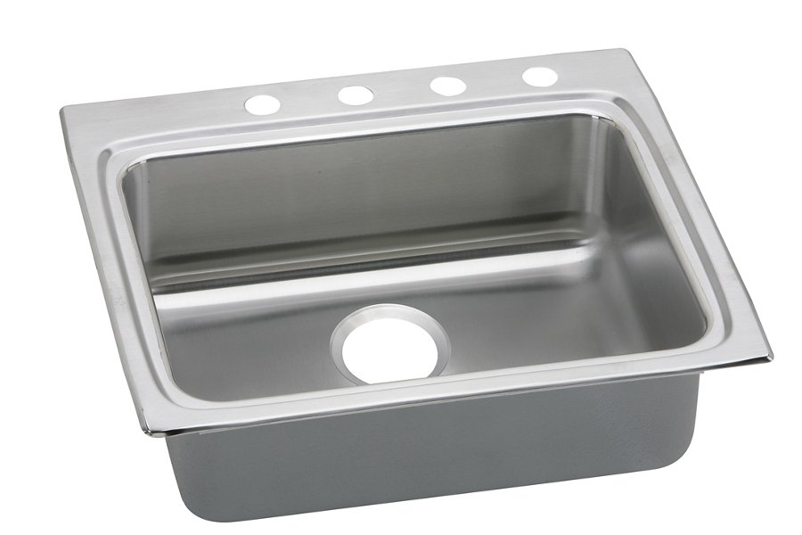 Lustertone® Classic Stainless Steel 25" x 22" x 6" Single Bowl Drop-in ADA Sink w/Quick-clip