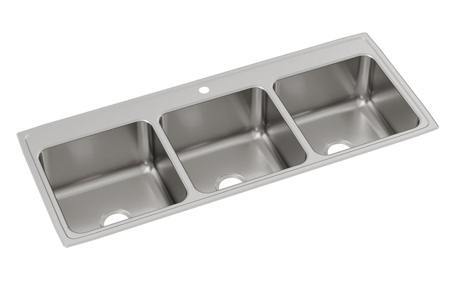 Lustertone® Classic Stainless Steel 54" x 22" x 10-1/8" Triple Bowl Drop-in Sink